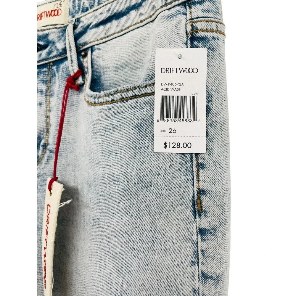 Driftwood Cropped Jeans Size 26 Indie Boho Paradise Tapestry Inserts Acid Wash - Picture 8 of 16